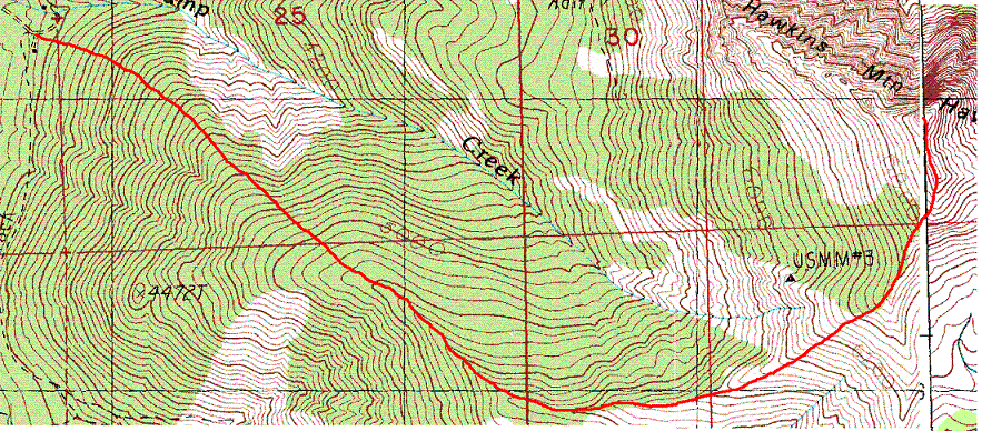 Hawkins Mountain west route map