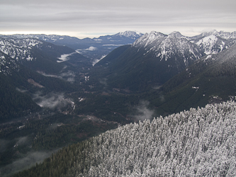 Looking west down the Stillaguamish Valley.  Long Mountain on the right.