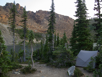 Our camp near the Sprite Lake outlet.