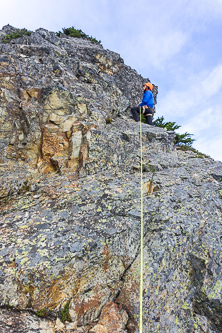 The first pitch on the east ridge of Huckleberry Mountain