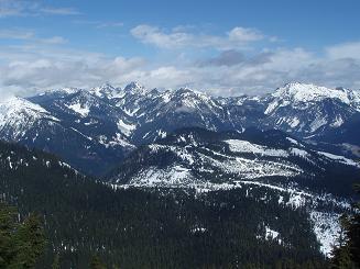 Snoqualmie Pass peaks from summit of Mount Catherine