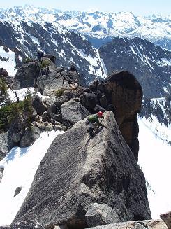 Whale's Back on S arete route on South Early Winters Spire