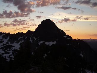 Sunset behind Mount Thomson from Alaska Mountain