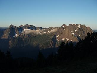 Sperry Peak, Vesper Peak, and Big Four Mountain from Mount Dickerman