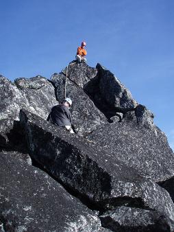 Carla on the summit of Dudley Spire