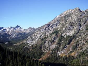 Dudley Spire and Axis Peak from Colchuck Lake trail
