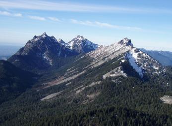 Merchant Peak, Gunn Peak, and Mount Townsend from Eagle Rock