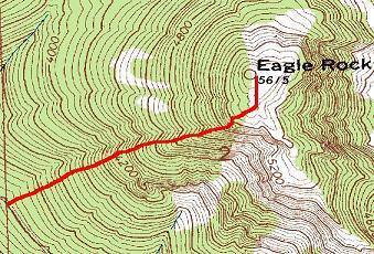Map of our route up Eagle Rock