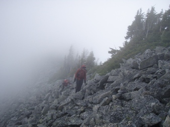 The last couple hundred feet below the summit of Caroline Peak