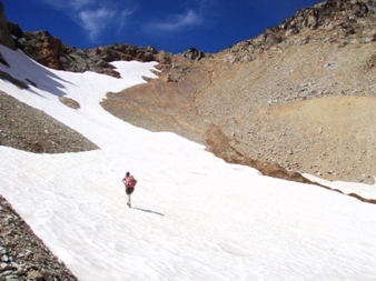 Snowfield leading up to the south col