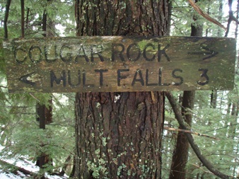 Sign a few hundred feet from Cougar Rock