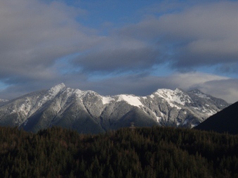 Mount Si, Mount Teneriffe, and Green Mountain from the Iron Horse Trail