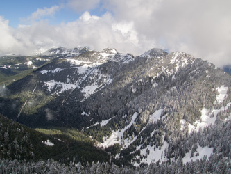 Green Mountain (three hump on the right) from Mount Teneriffe