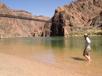 Lindsay wading in the Colorado River.