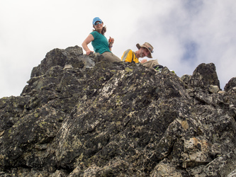 Lindsay and Franklin on top of Mount Daniel.