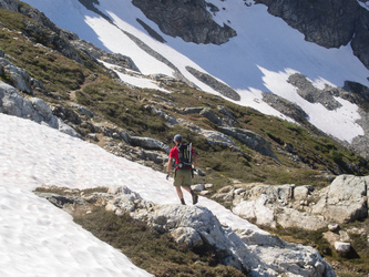 The only person we met on the whole Ptarmigan Traverse was this trail runner who was going from Cascade Pass to Suiattle River Road in a day.