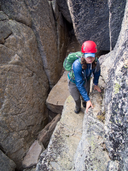 Exiting the chasm on a perfect ledge.