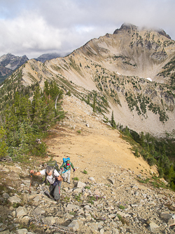 Hiking up the west ridge of Nursery Peak.  The Cradle in the background.