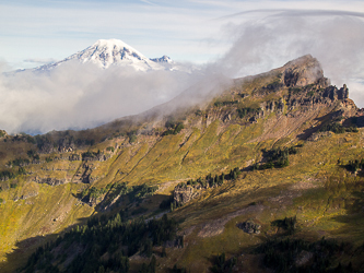 Mount Rainier and Johnson Peak.