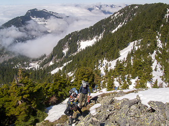 Nearing the summit of Web Mountain with Dirtybox Peak in the distance.