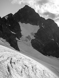Mesahchie Peak over the Mesahchie Glacier.