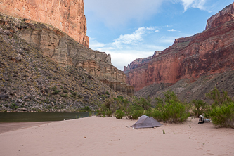 Camp on the Colorado River near the mouth of Nankoweap Creek