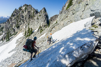 Traversing to the 6,280' notch on the north side of Davis Peak Central.