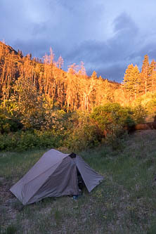 Unreal sunrise colors at our camp where Tarpiscan Road crosses South Fork Tarpiscan Creek